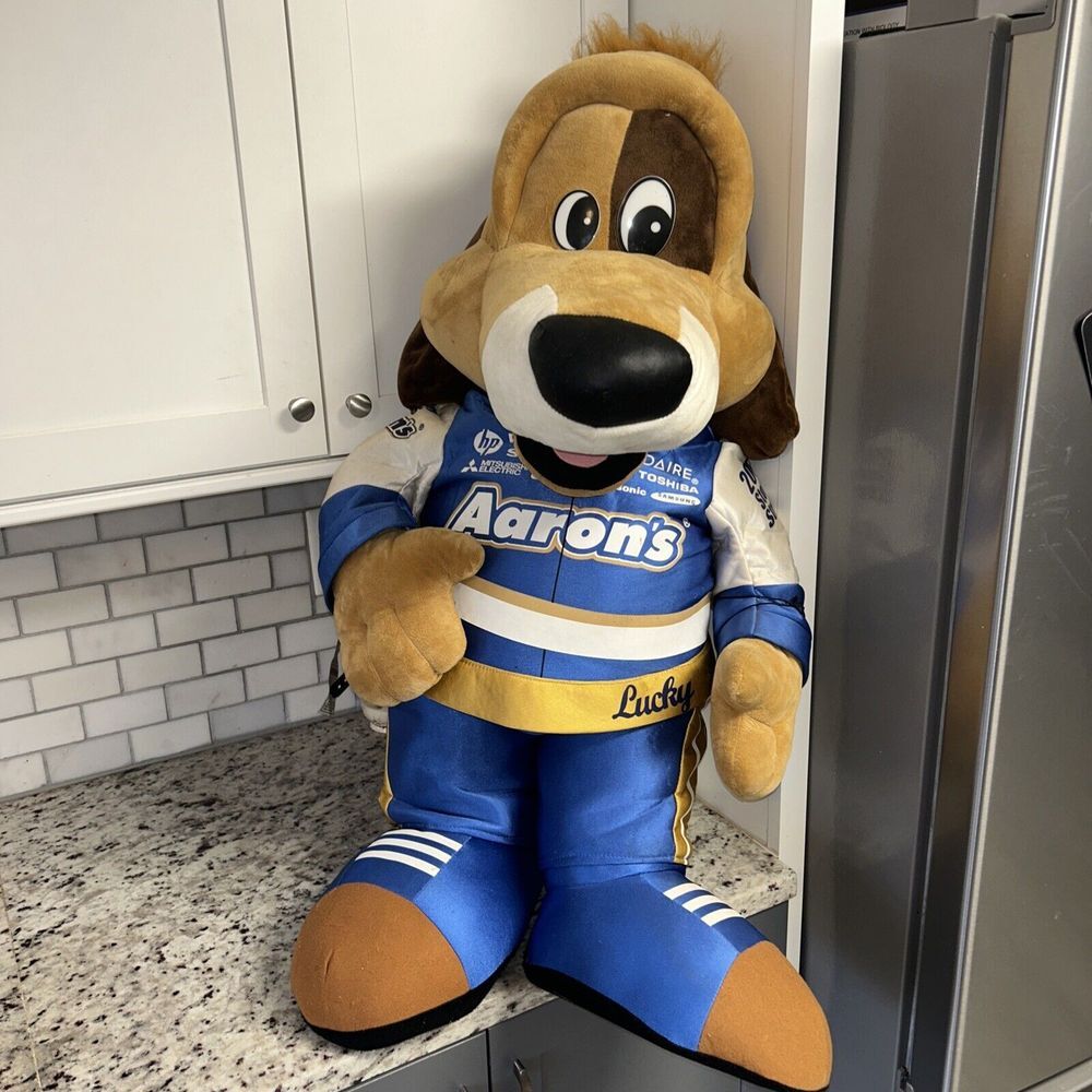 Aaron's Rental Center Mascot LUCKY 38" Plush Dog Racing Outfit Rare VERY LARGE‎
